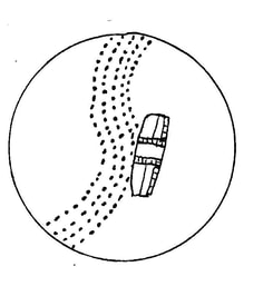 detail of cave painting: serpentine lines and centralized, complex sign. 