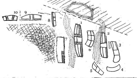 Painting from Castillo Cave showing serpentine bands of dots and complex, mandala-like signs.